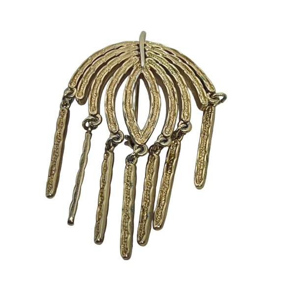 Sarah Coventry Gold Tone Willow Brooch With Dangling Fringe Signed (5475) - Picture 7 of 7